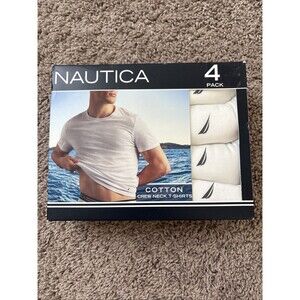 4-Pack Nautica Cotton Crew Neck T-Shirt New In Box White Mens Size Large 42-44